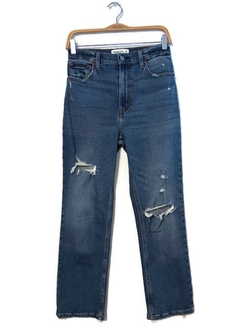 Abercrombie & Fitch Blue Denim Ultra High Rise Ankle Straight Jeans Size 27 4